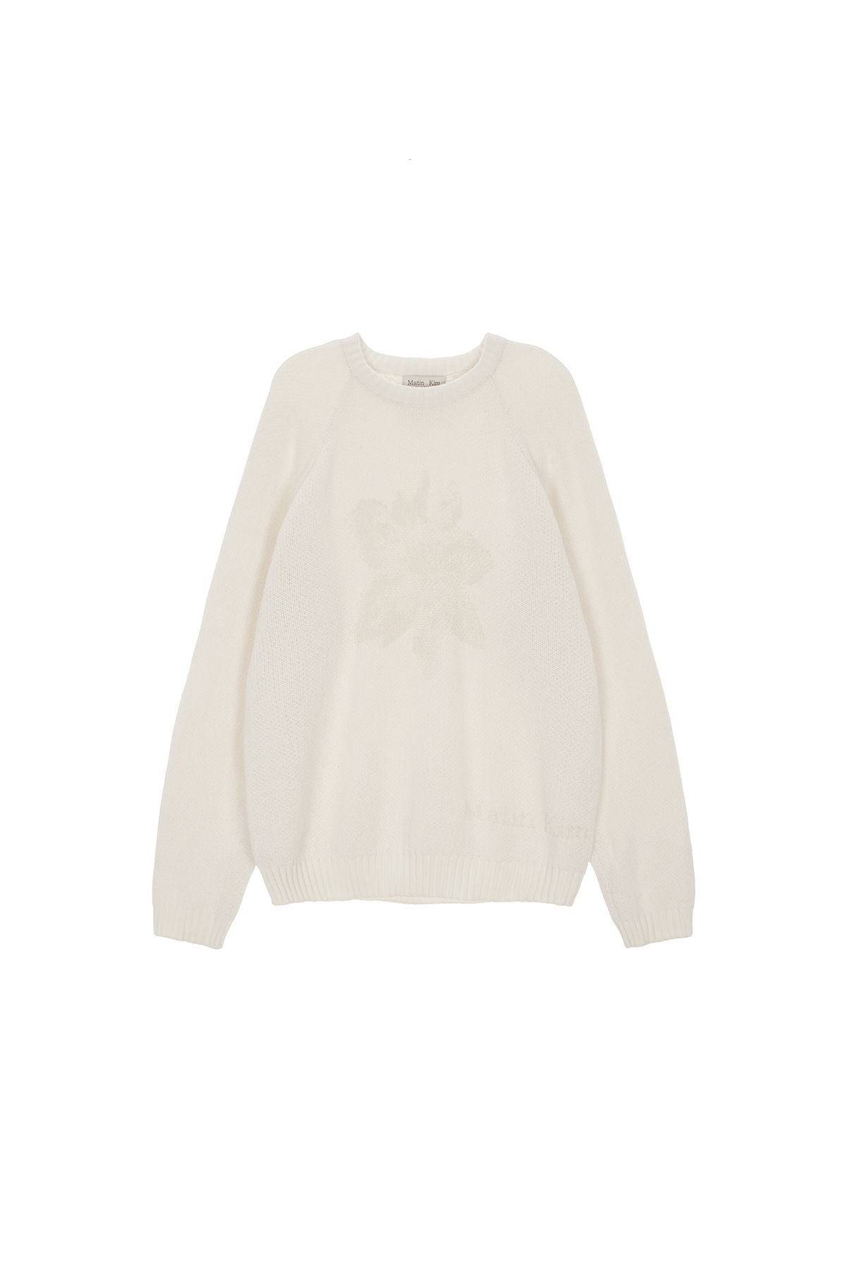 FLOWER JACQUARD KNIT PULLOVER IN IVORY