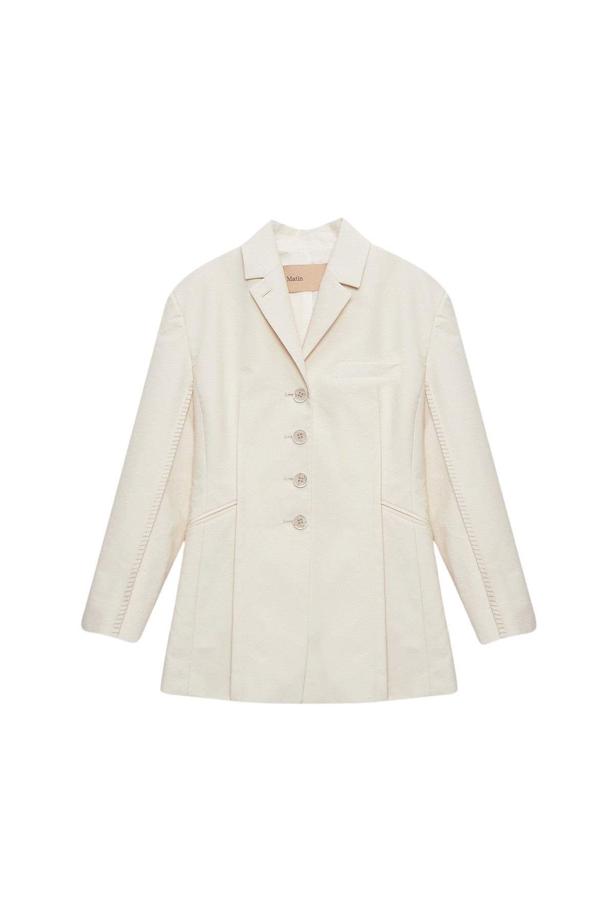 STITCH DETAIL HOURGLASS JACKET IN IVORY
