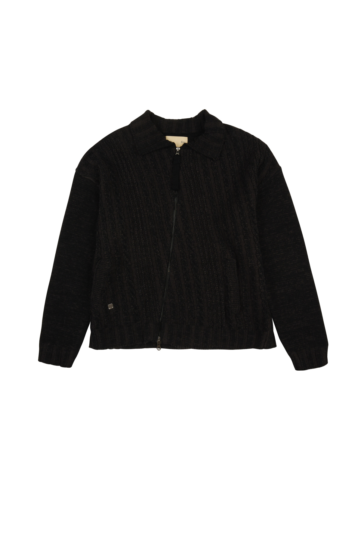 CABLE KNIT CARDIGAN IN BLACK