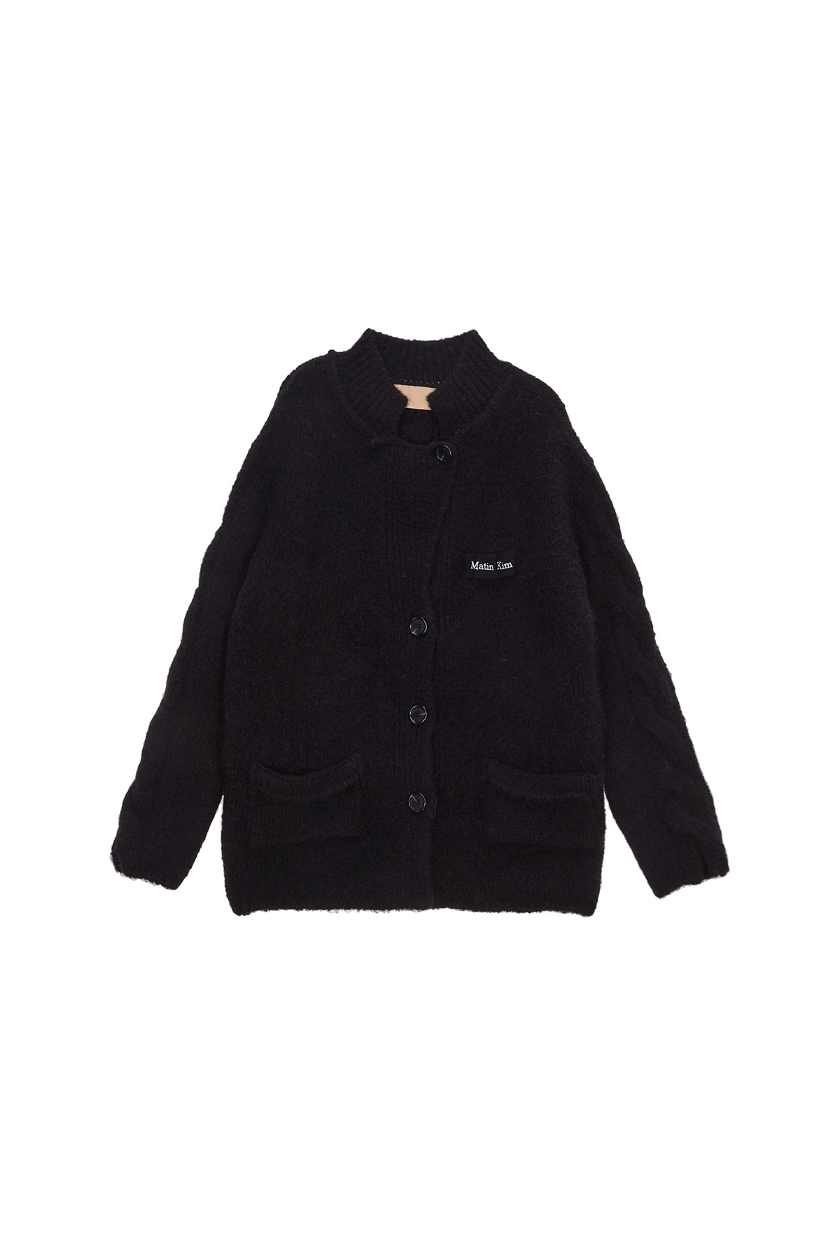 LOGO PATCHED KNIT CARDIGAN IN BLACK