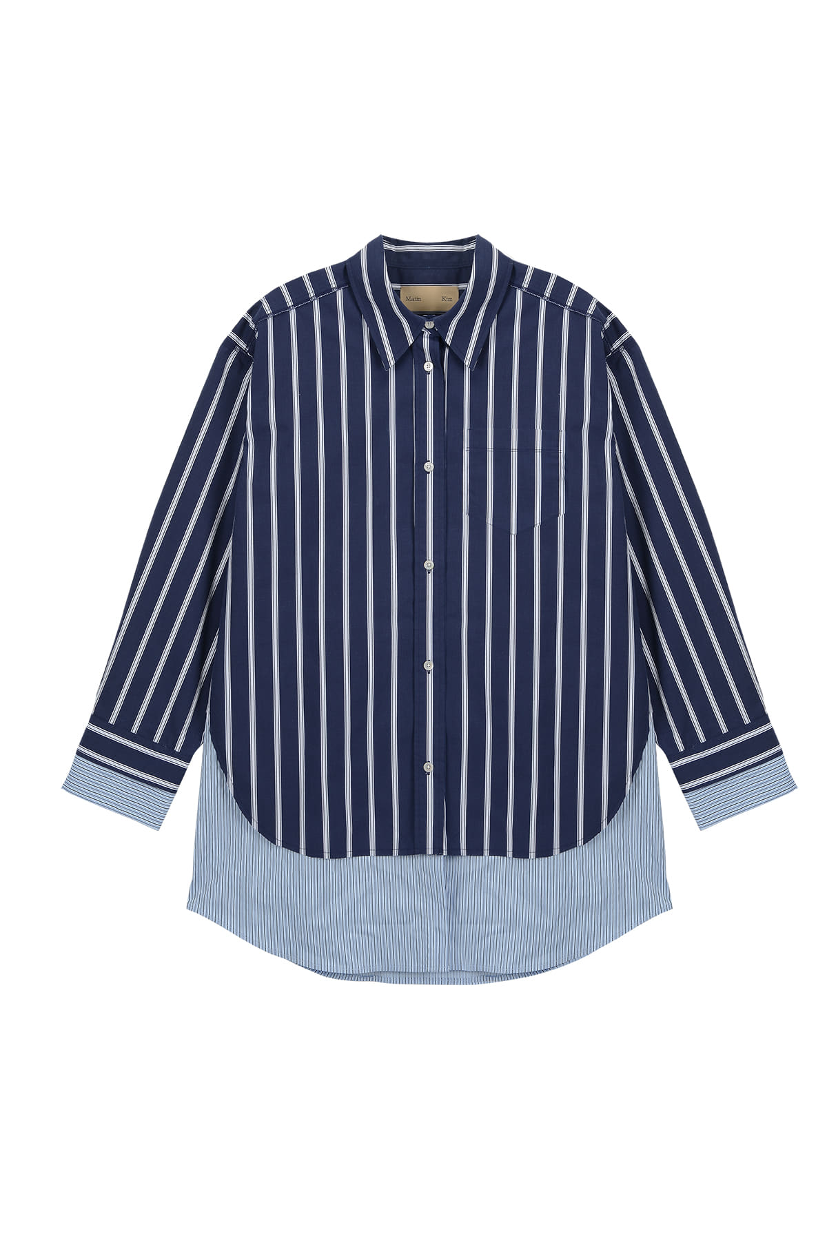 DOUBLE LAYERS STRIPE SHIRT IN NAVY