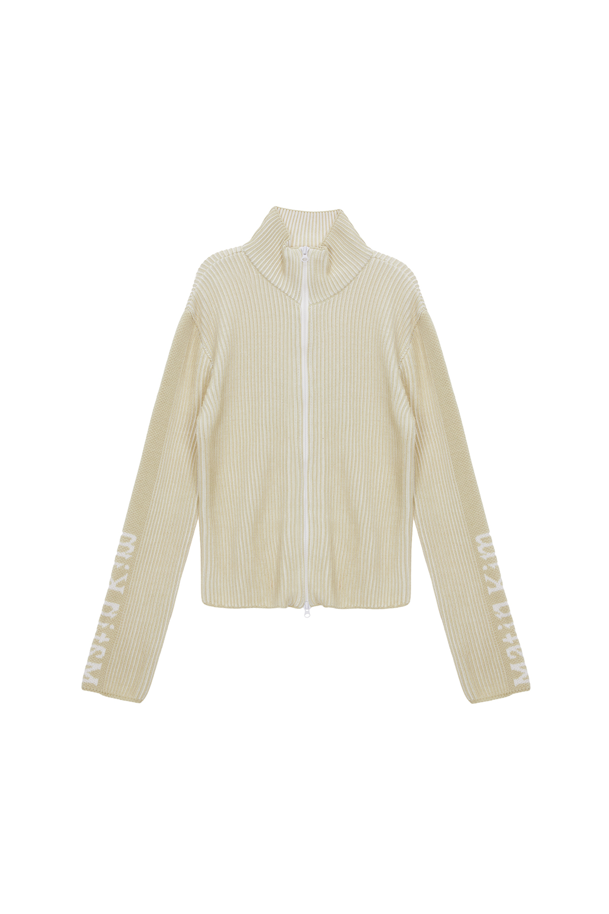 SLEEVE POINT ZIP UP CARDIGAN IN IVORY