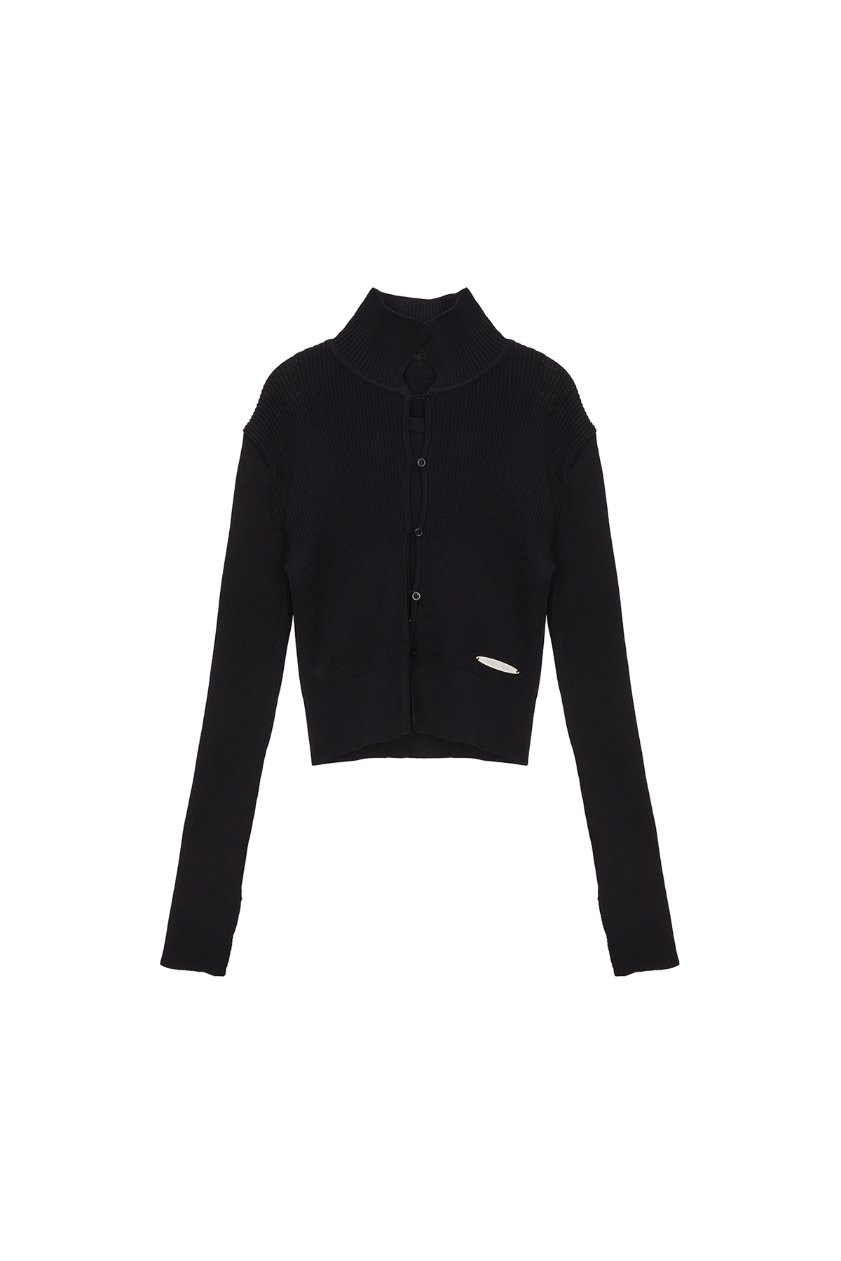AIRY BUTTON COLLAR CARDIGAN IN BLACK