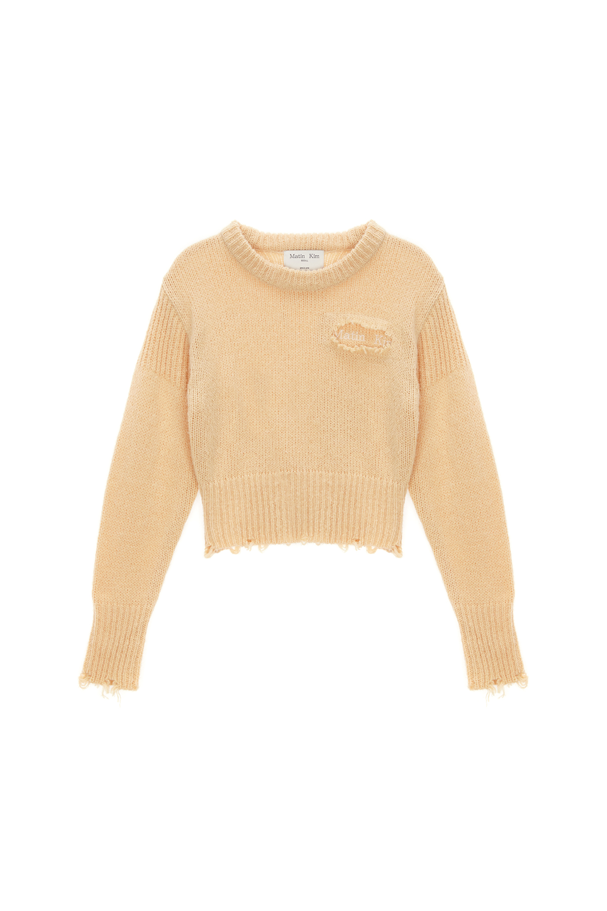 DAMAGE SOLID KNIT PULLOVER IN LIGHT YELLOW