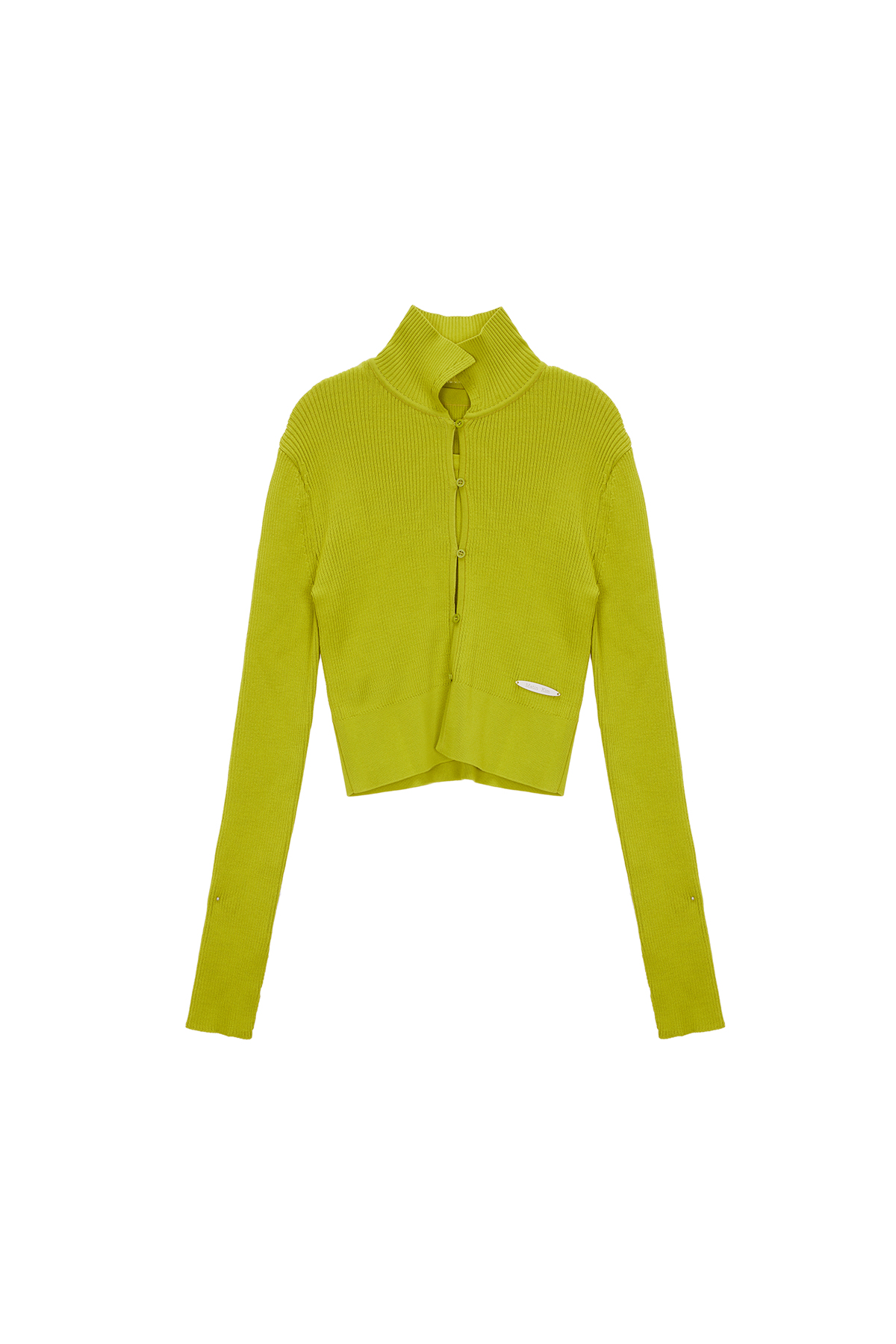 AIRY BUTTON COLLAR CARDIGAN IN LIME