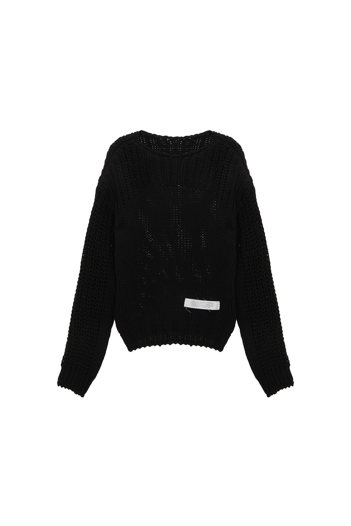 BRAID TEXTURE KNIT PULLOVER IN BLACK