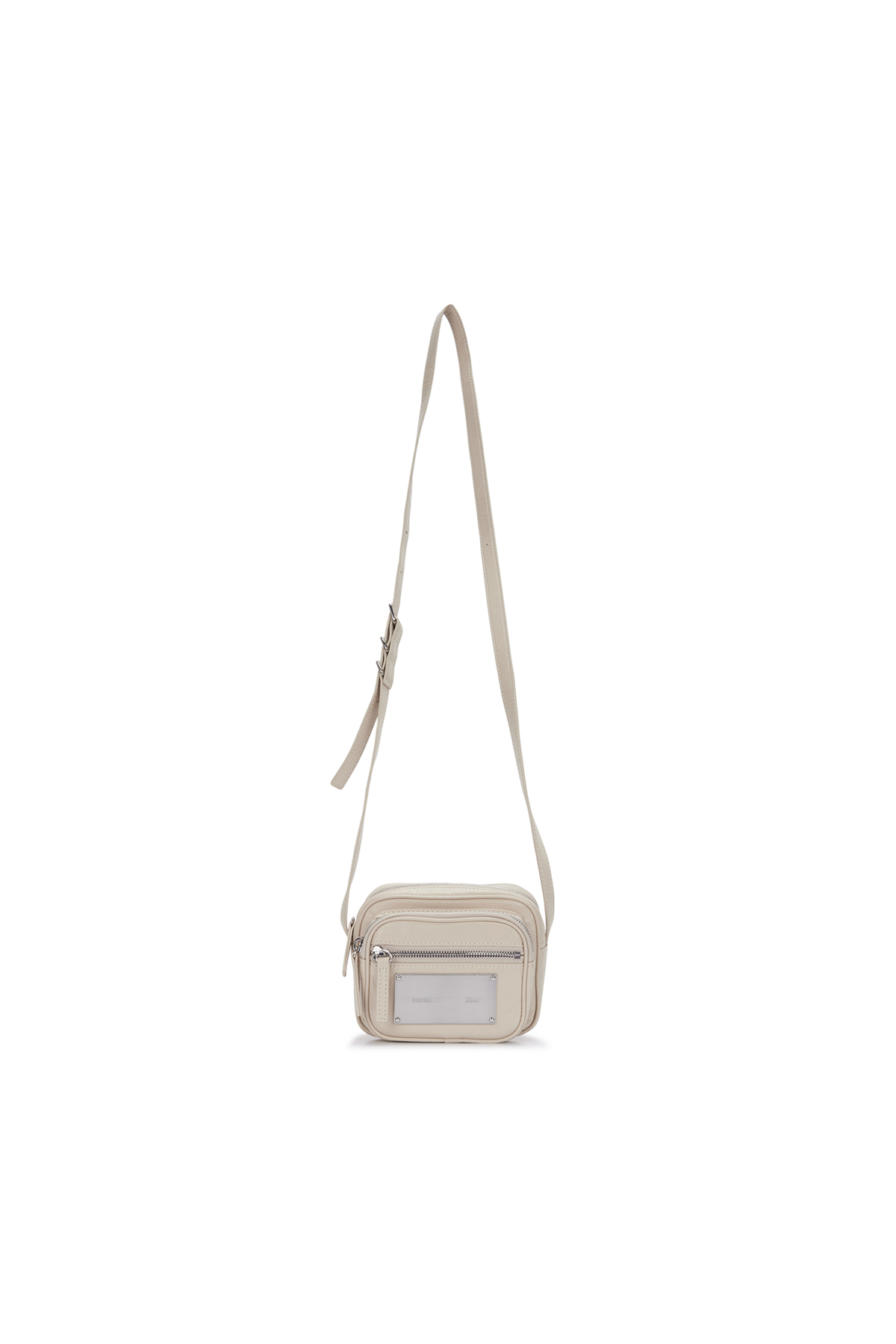 SQUARE LEATHER CROSS BAG IN IVORY