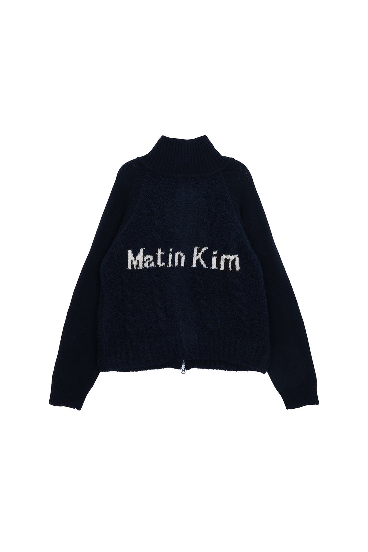[EXCLUSIVE] SPELL POINT CABLE KNIT ZIP UP IN NAVY
