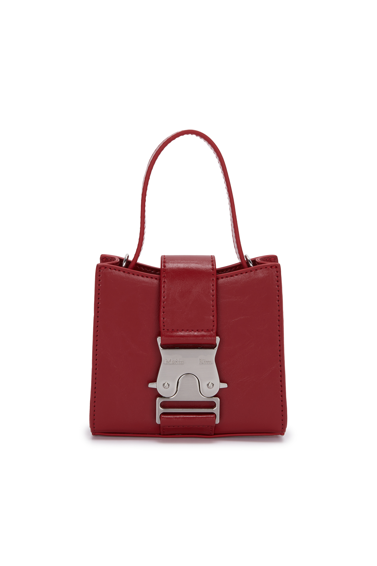 SQUARE MINI LEATHER BUCKLE BAG IN RED