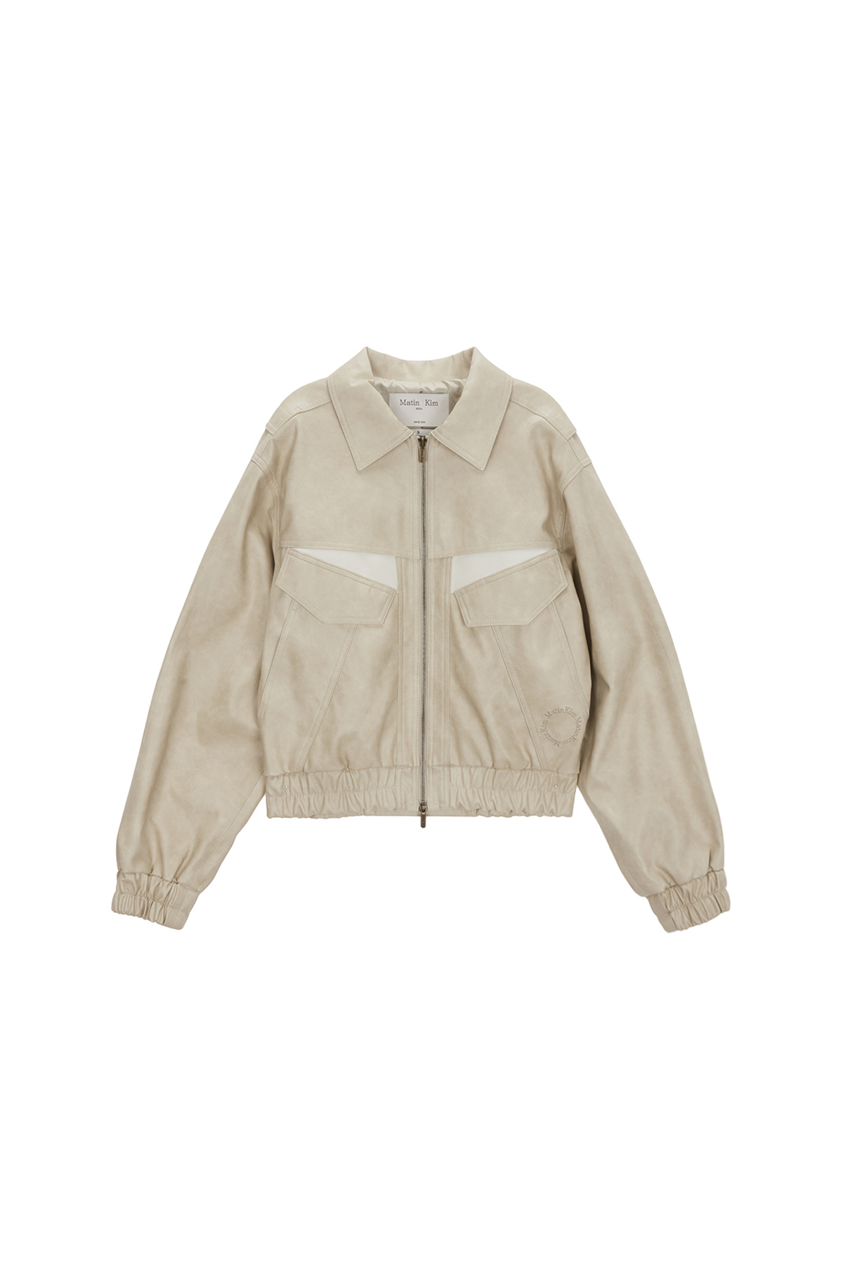 POCKET POINT WASHED LEATHER JUMPER IN IVORY