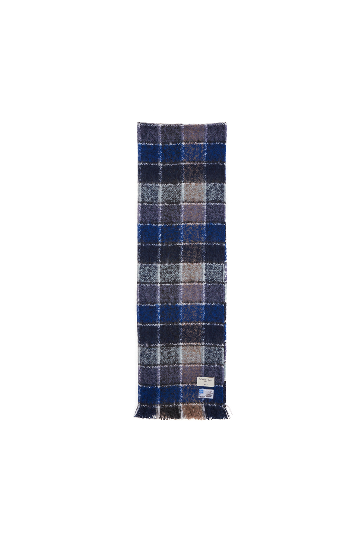 CLASSIC WOOL BLENDED BIG CHECK MUFFLER IN BLUE
