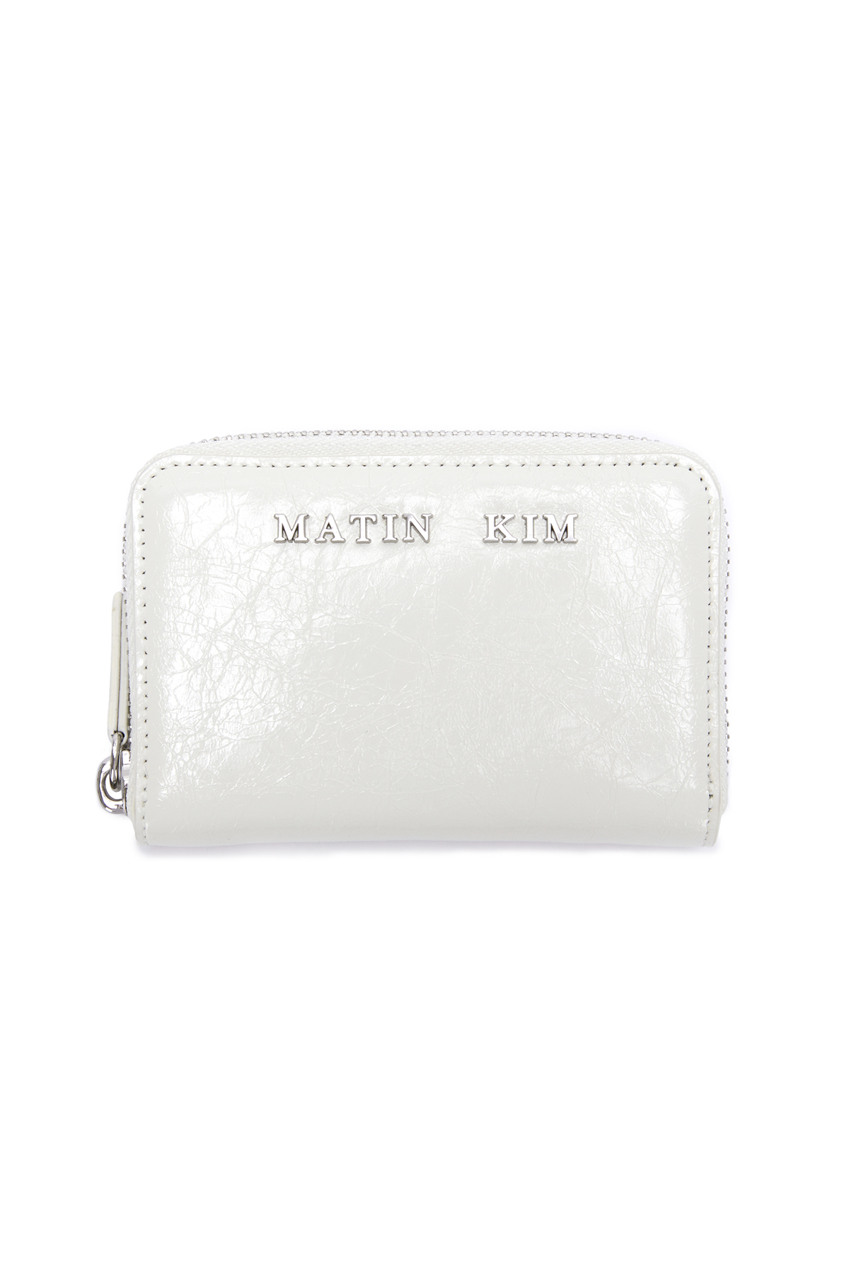 GLOSSY COMPACT WALLET IN IVORY