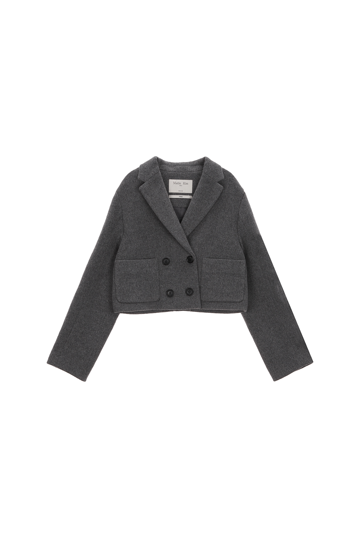 TAILORED DOUBLE CROP COAT IN CHARCOAL