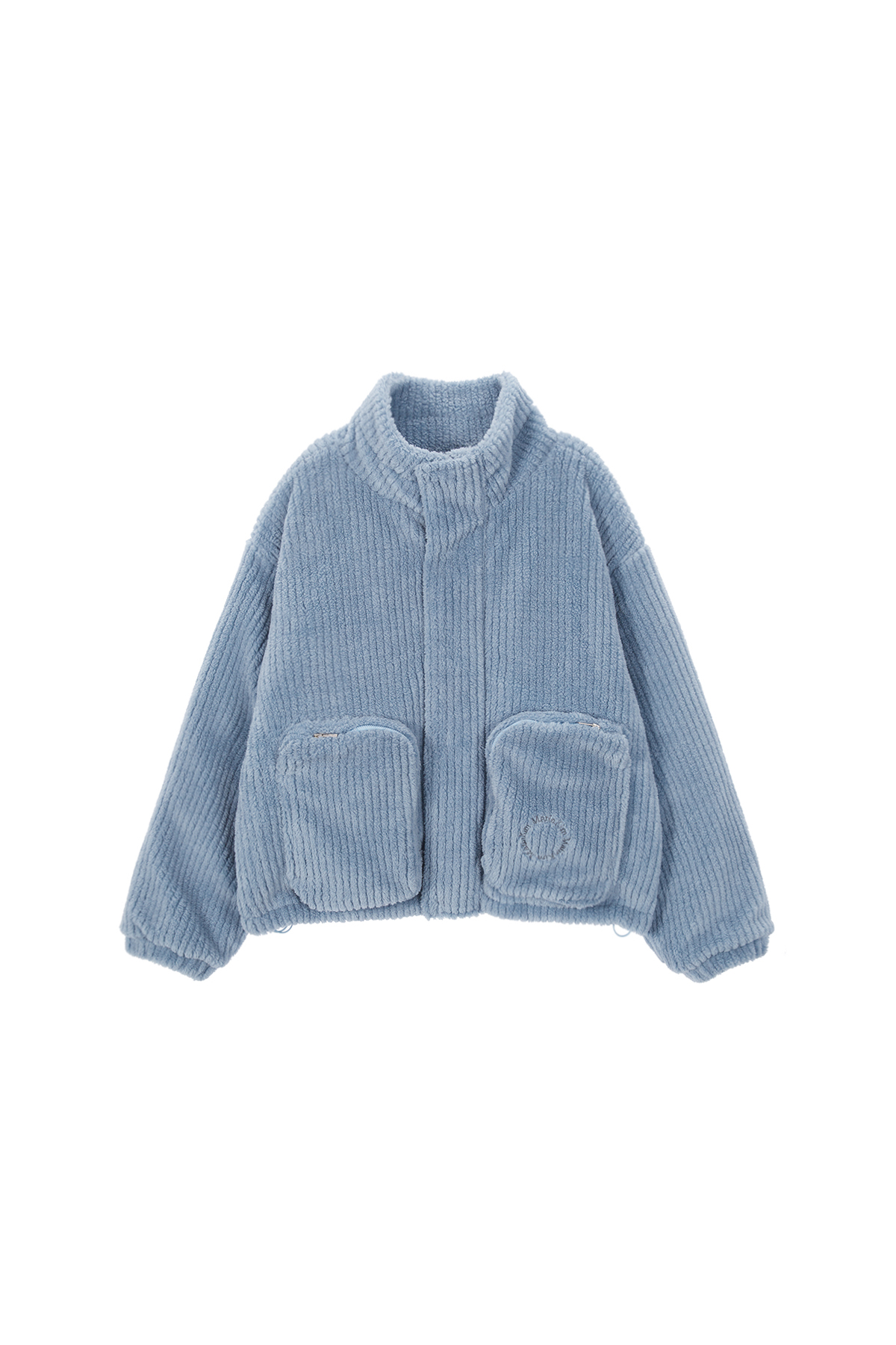 OUT POCKET FUZZY PUFFER JUMPER IN SKY