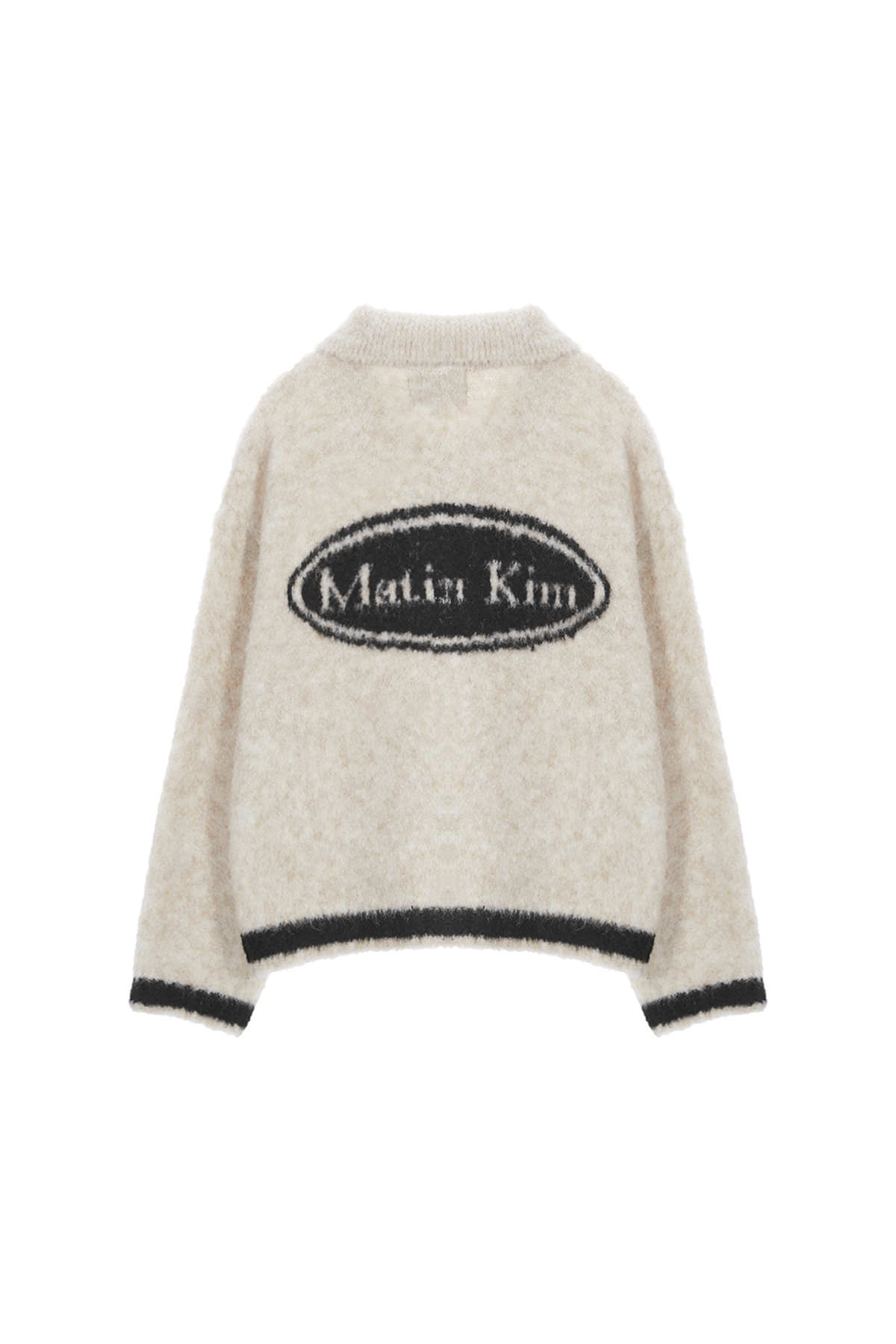 MATIN DOWNY COLLAR KNIT CARDIGAN IN BEIGE