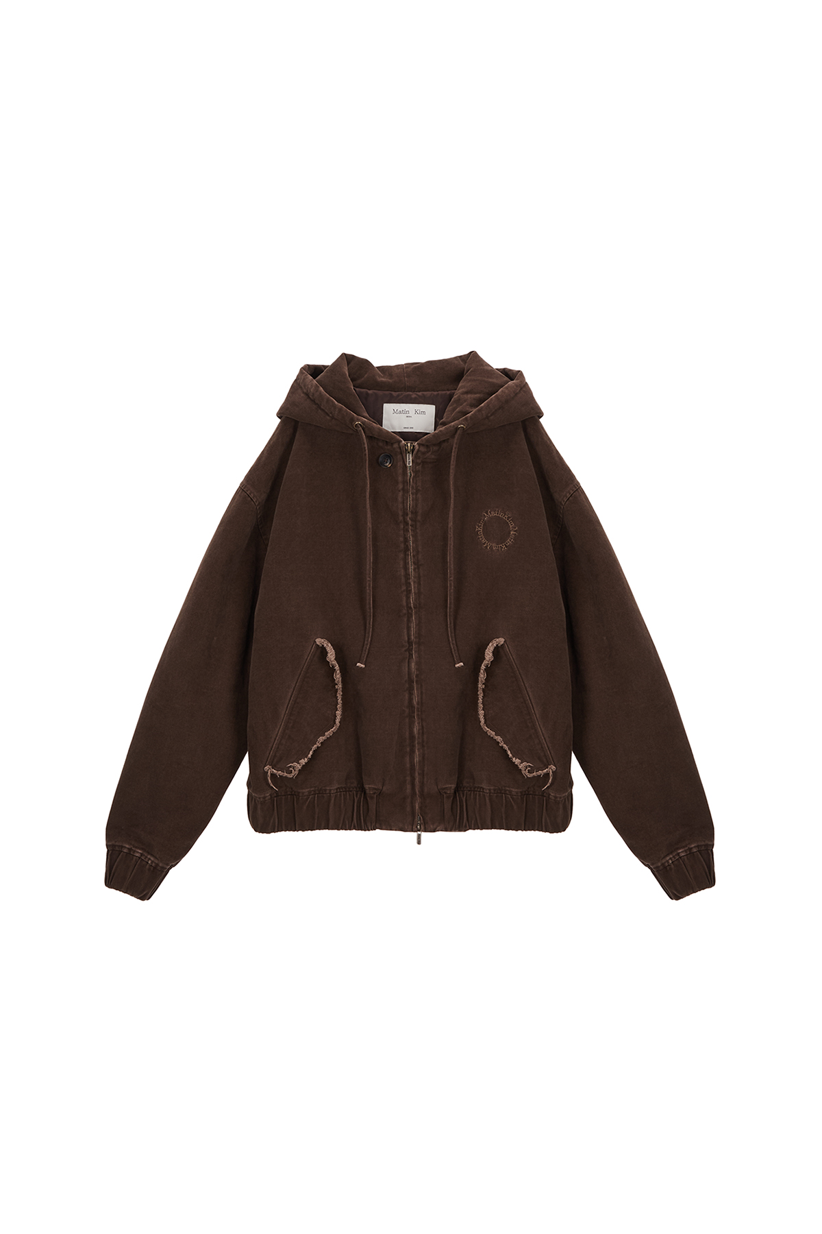 CATION WASHED HOODY ZIP UP JUMPER IN BROWN