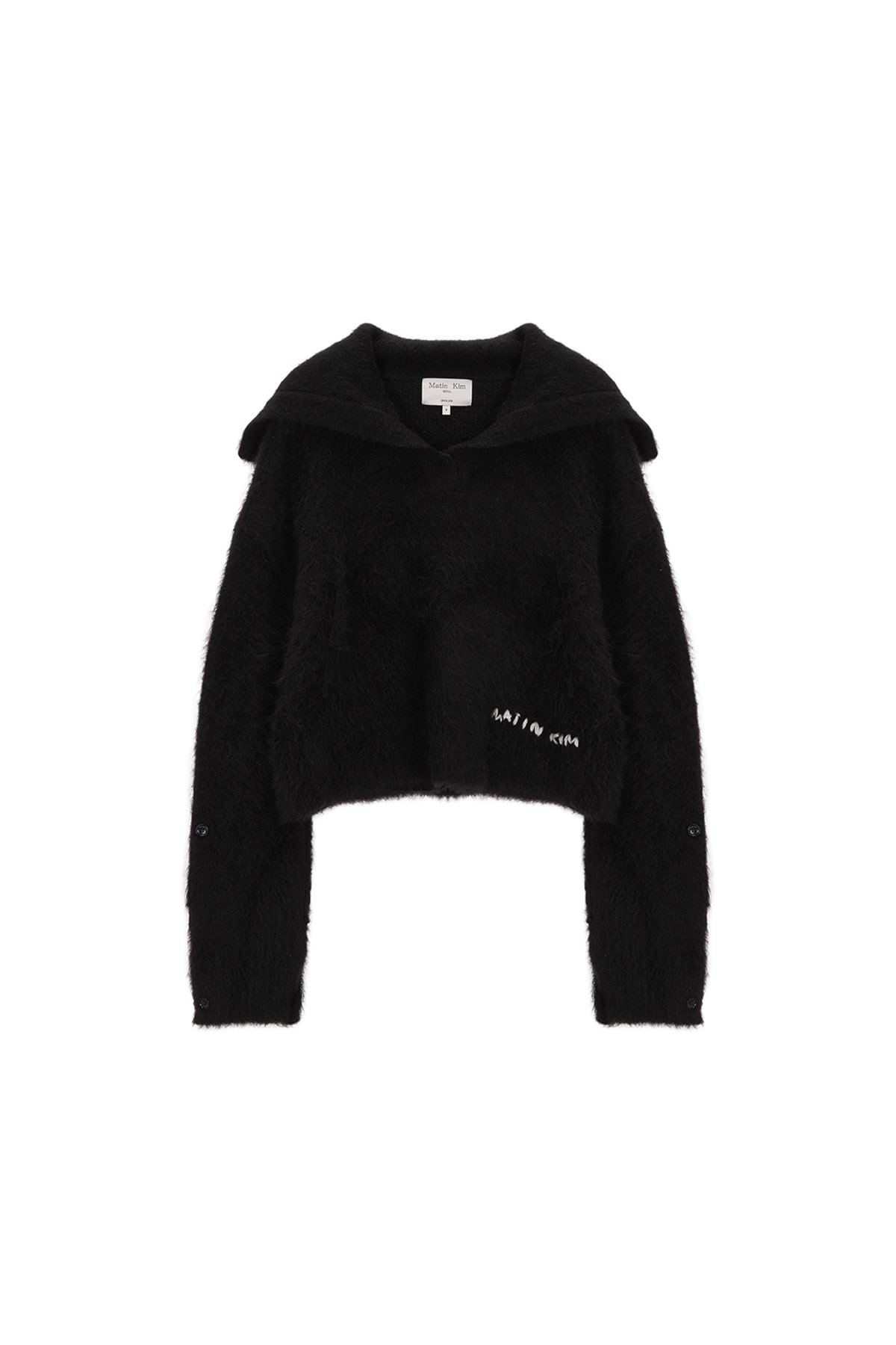 PLUFFY SAILOR KNIT CARDIGAN IN BLACK