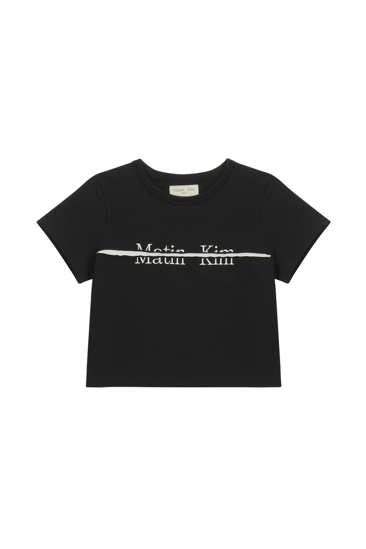 [EXCLUSIVE] LOGO CUTTED CROP TOP IN BLACK