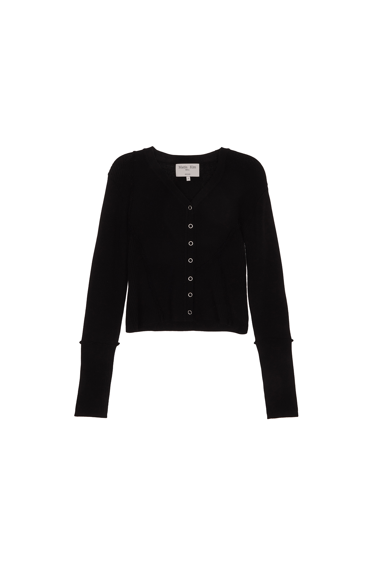 CUT OUT DETAILED KNIT CARDIGAN IN BLACK