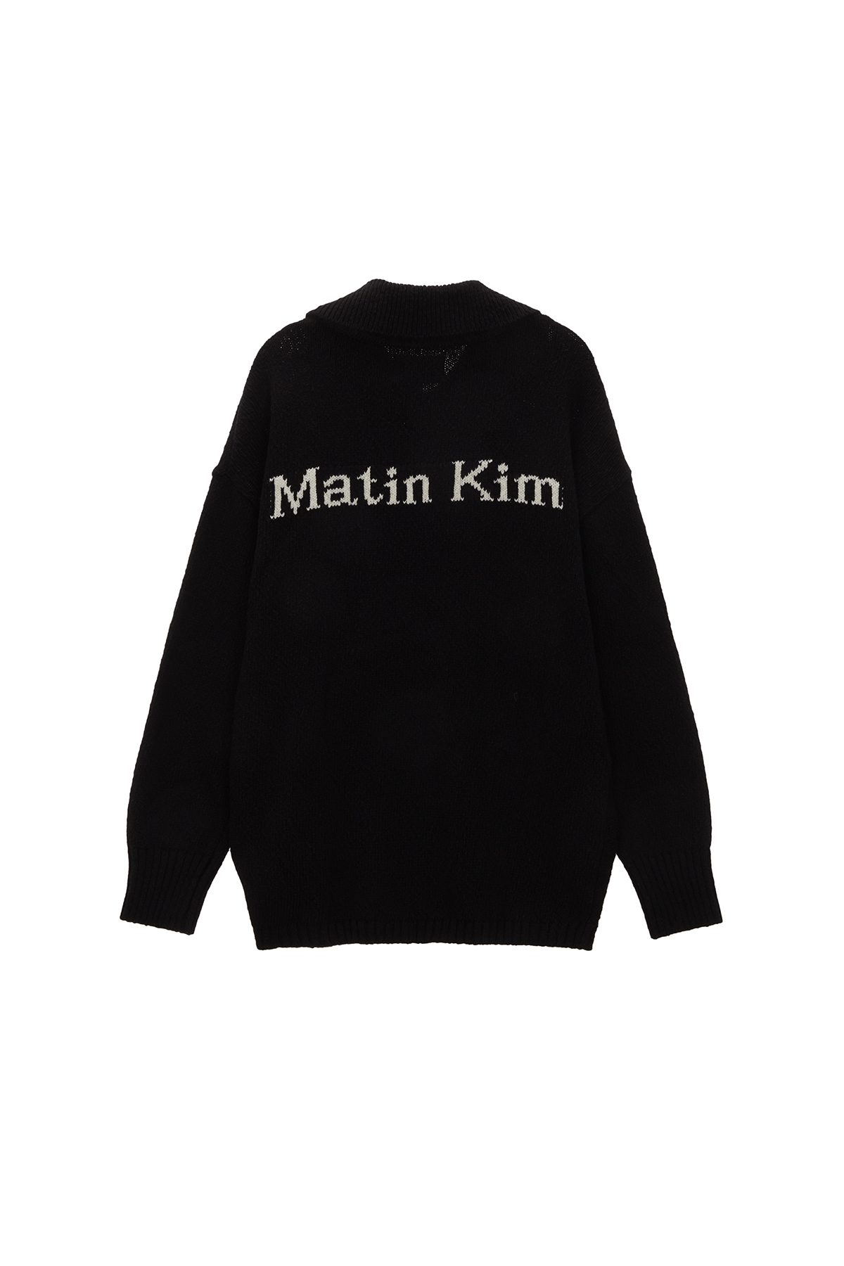 LOOSE PIQUE KNIT PULLOVER IN BLACK