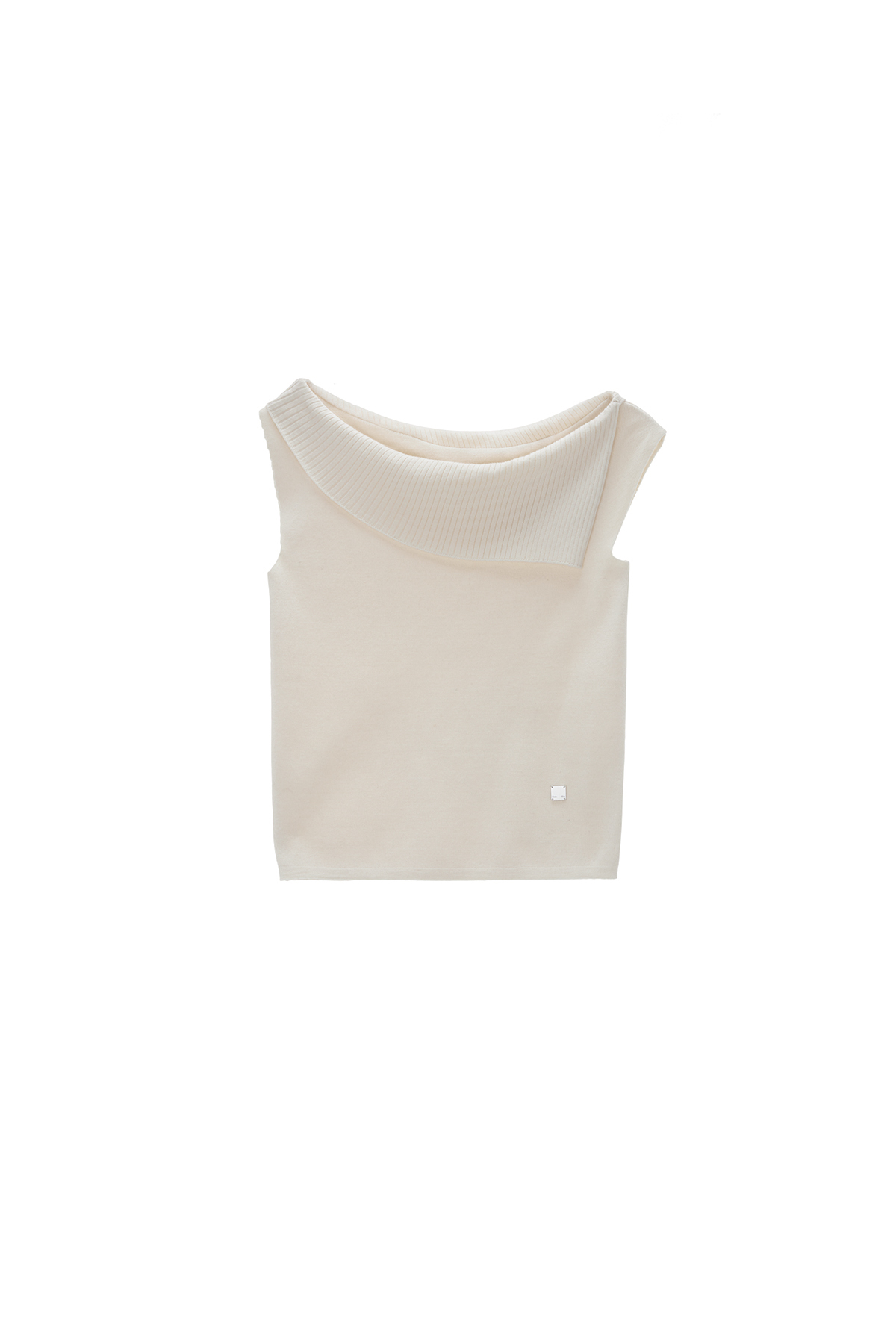 ONE SHOULDER SLEEVELESS KNIT TOP IN IVORY