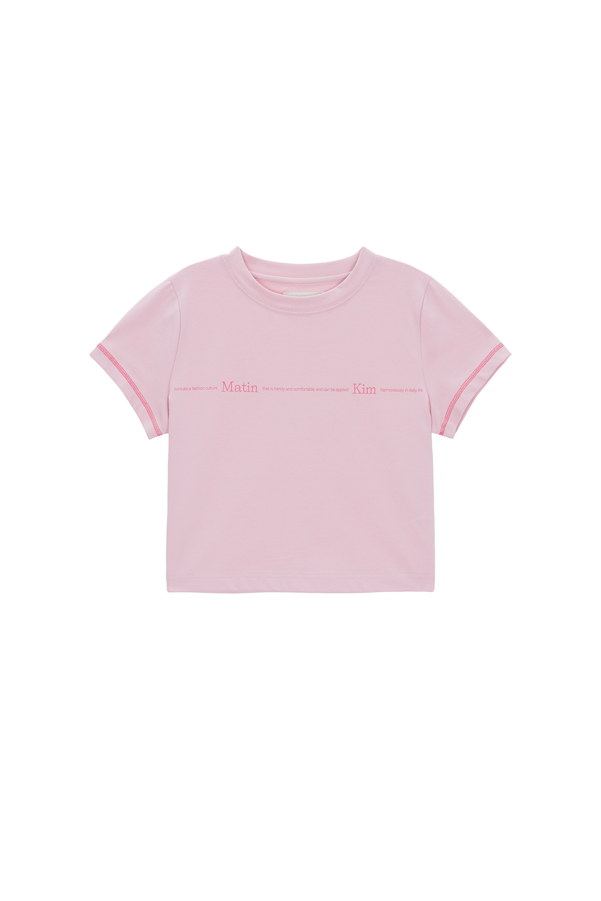 MATIN SMALL LINE LOGO STITCH CROP TOP IN PINK