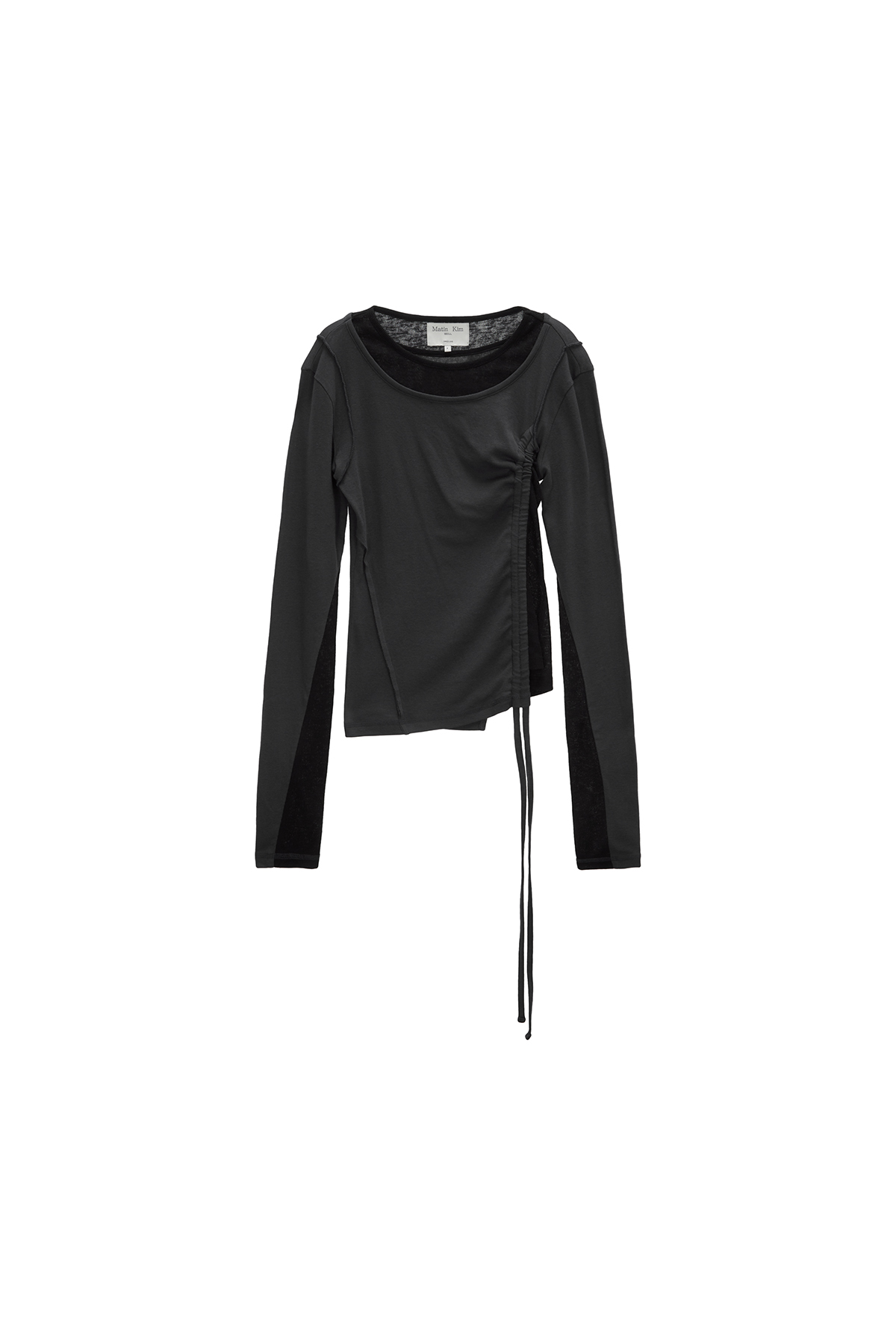 COLOR POINT STRING SLIM TOP IN CHARCOAL