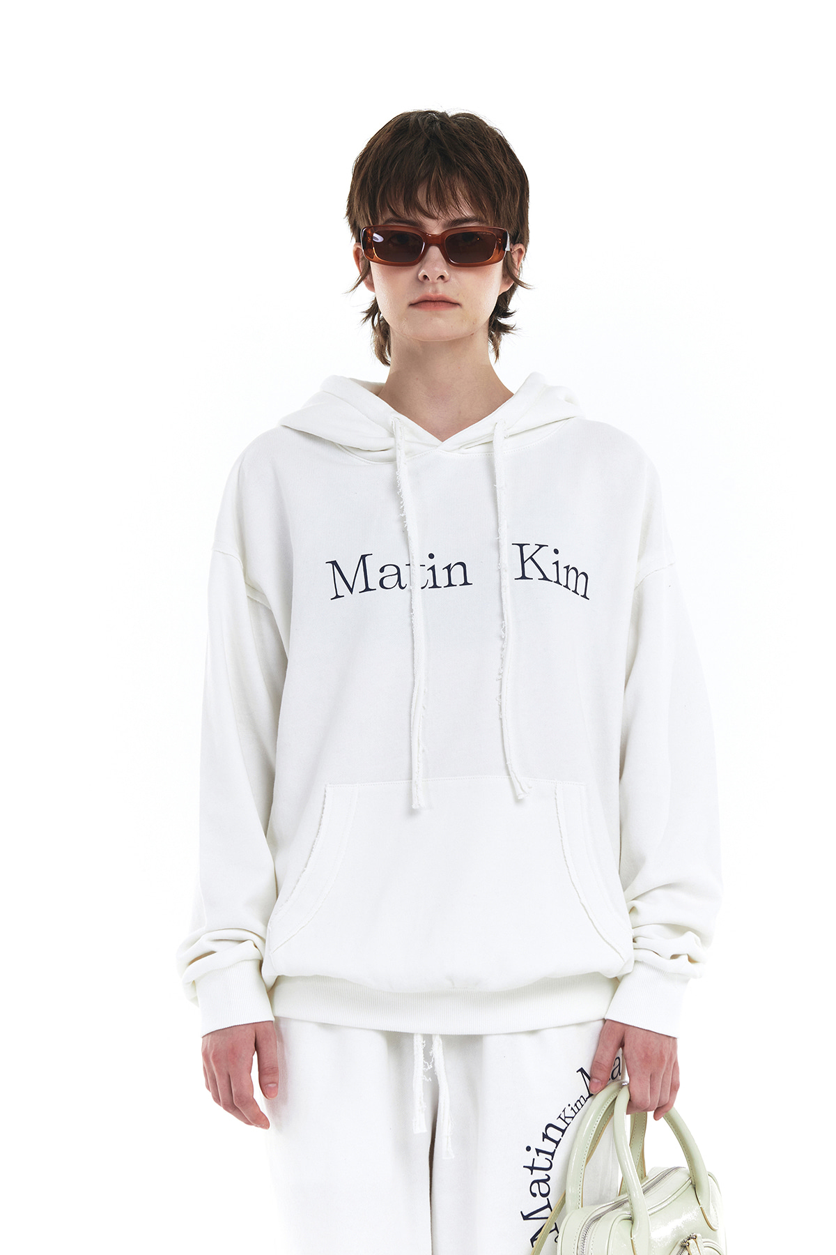MATIN SOLID LOGO HOODY IN WHITE