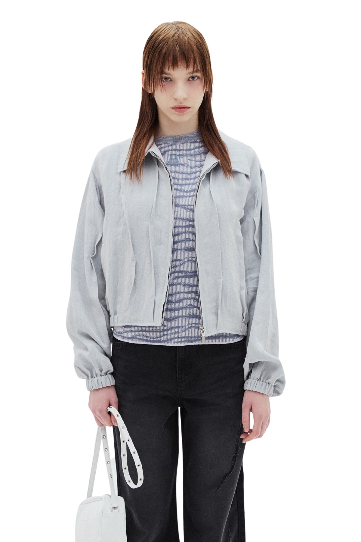 RAW CUTTING ROUGH BOMBER JACKET IN SKY