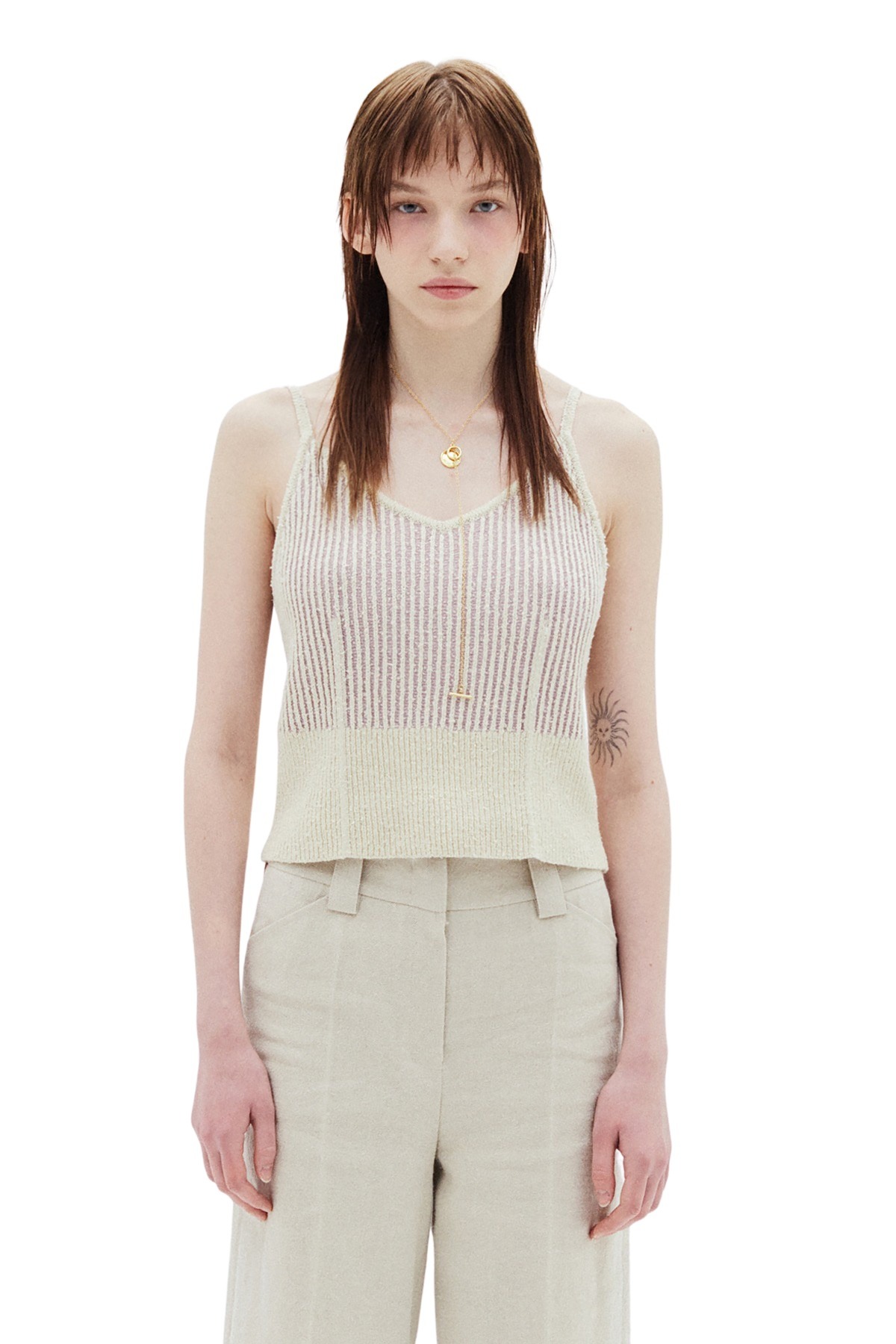 TWO TONE KNIT SLIP IN IVORY