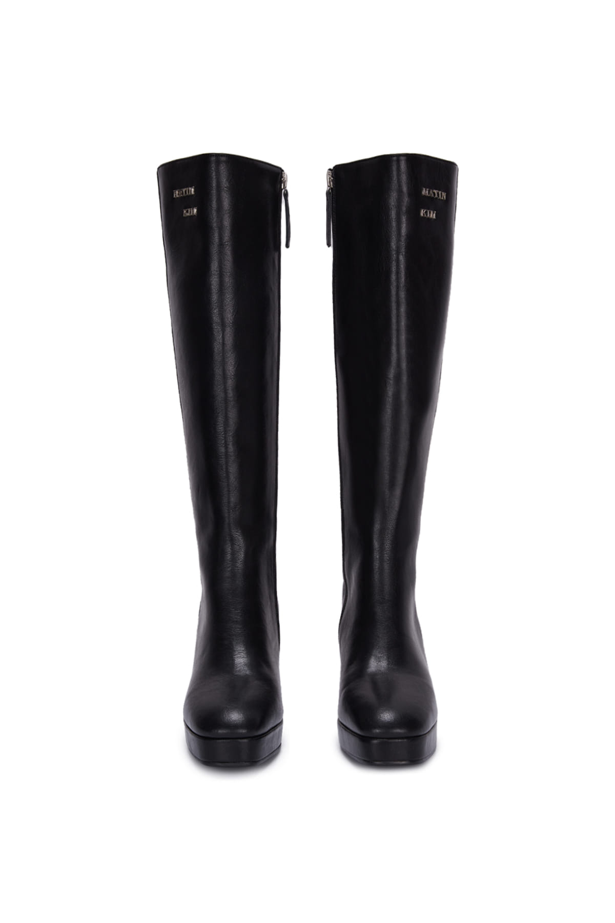 FITTED LEATHER LONG BOOTS IN BLACK