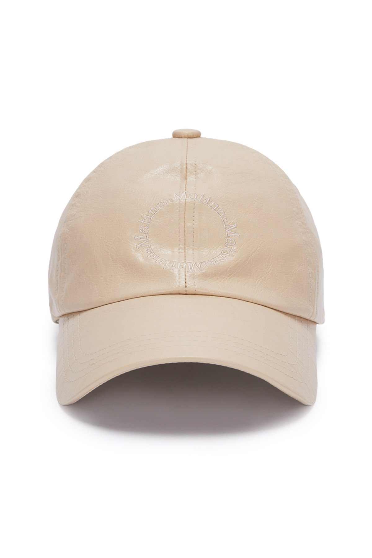 GLOSSY LEATHER BALL CAP IN IVORY