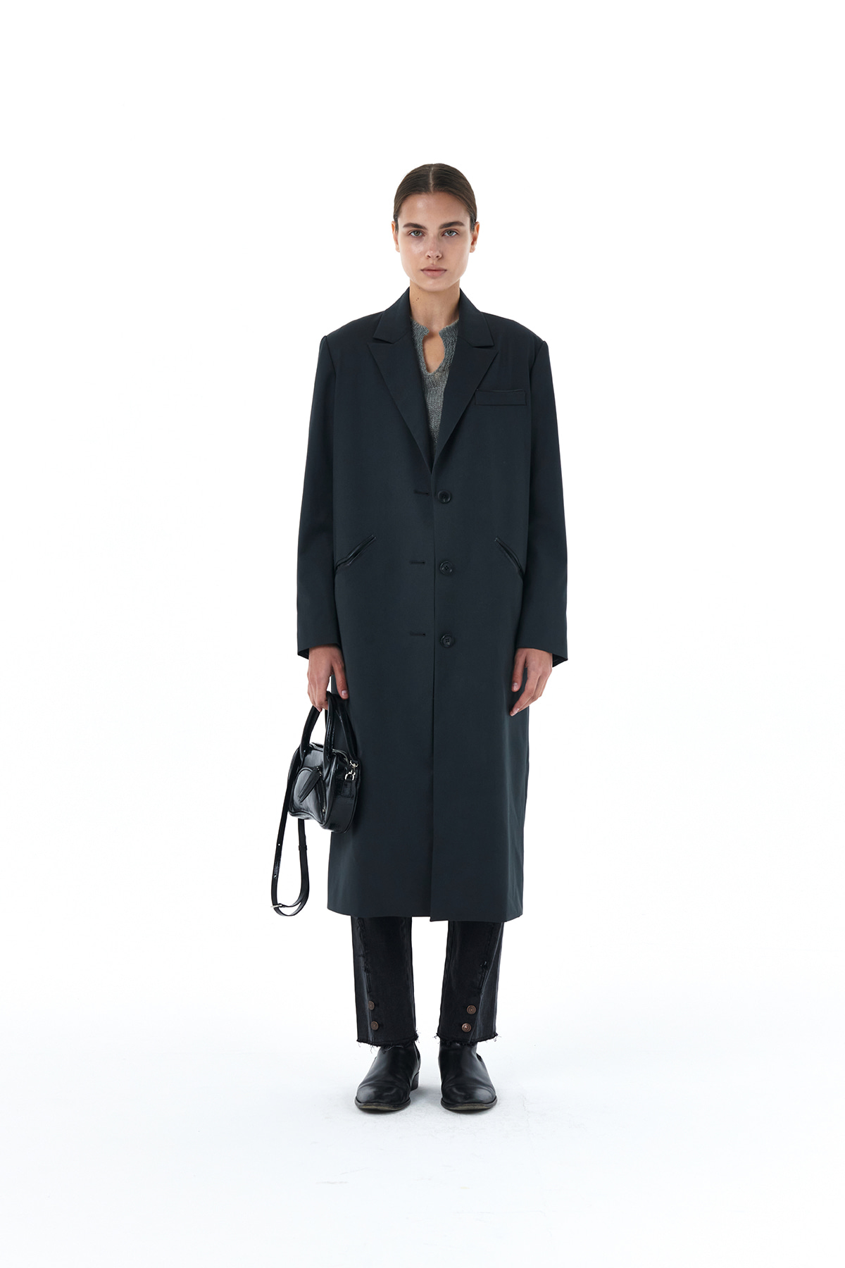TAILORED SINGLE COAT JACKET IN CHARCOAL