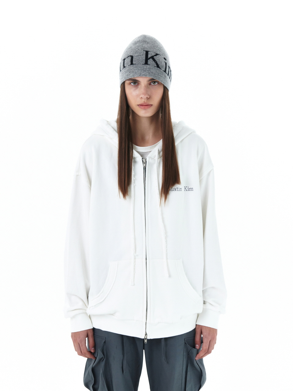 MATIN SOLID LOGO ZIP-UP IN WHITE