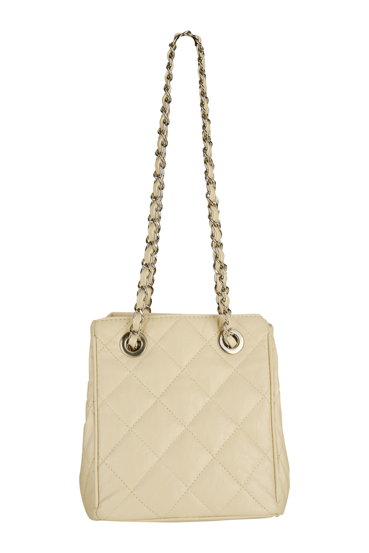STUD MINI QUILTING BUCKET BAG IN IVORY