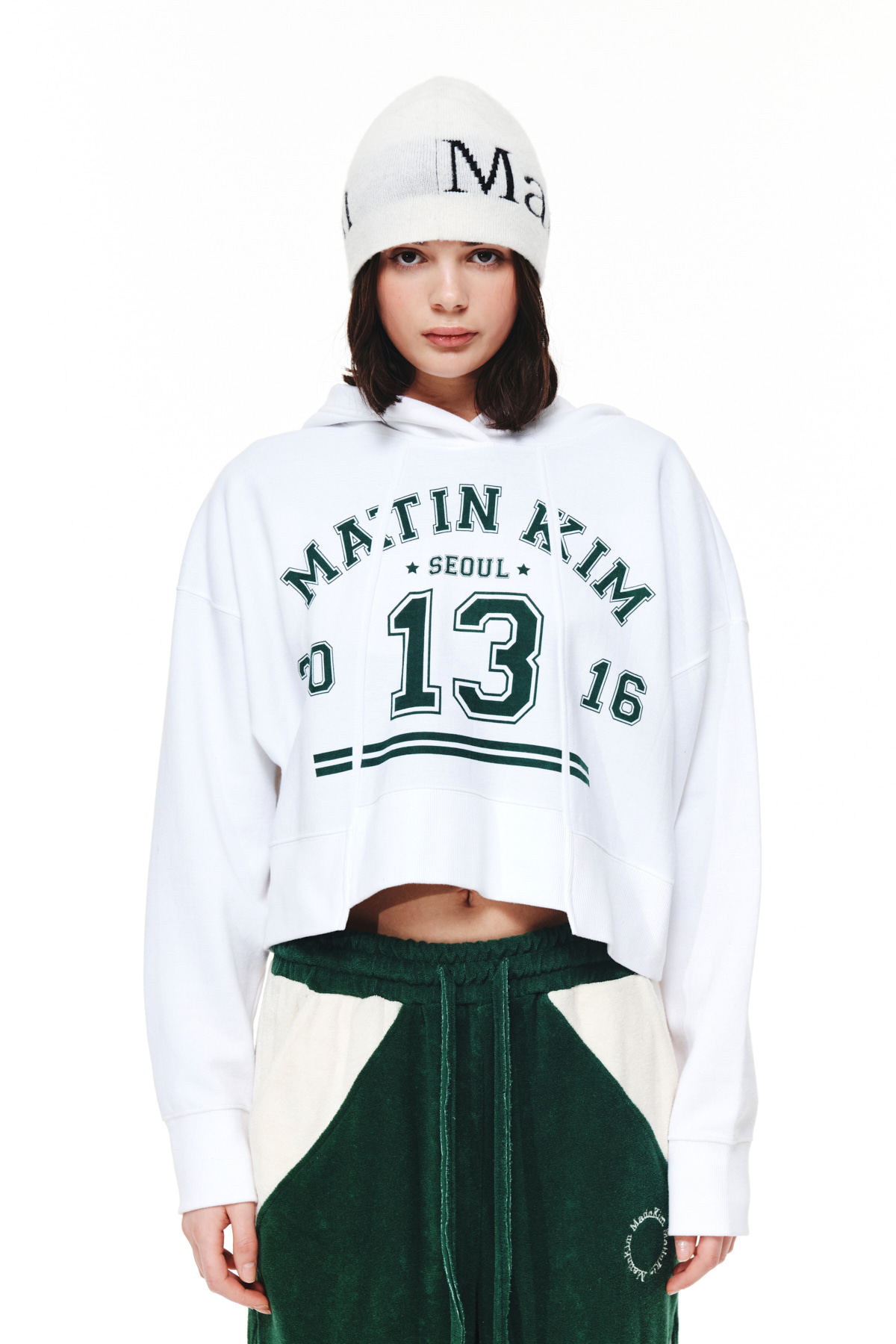 MATIN ARCH CROP HOODY IN IVORY