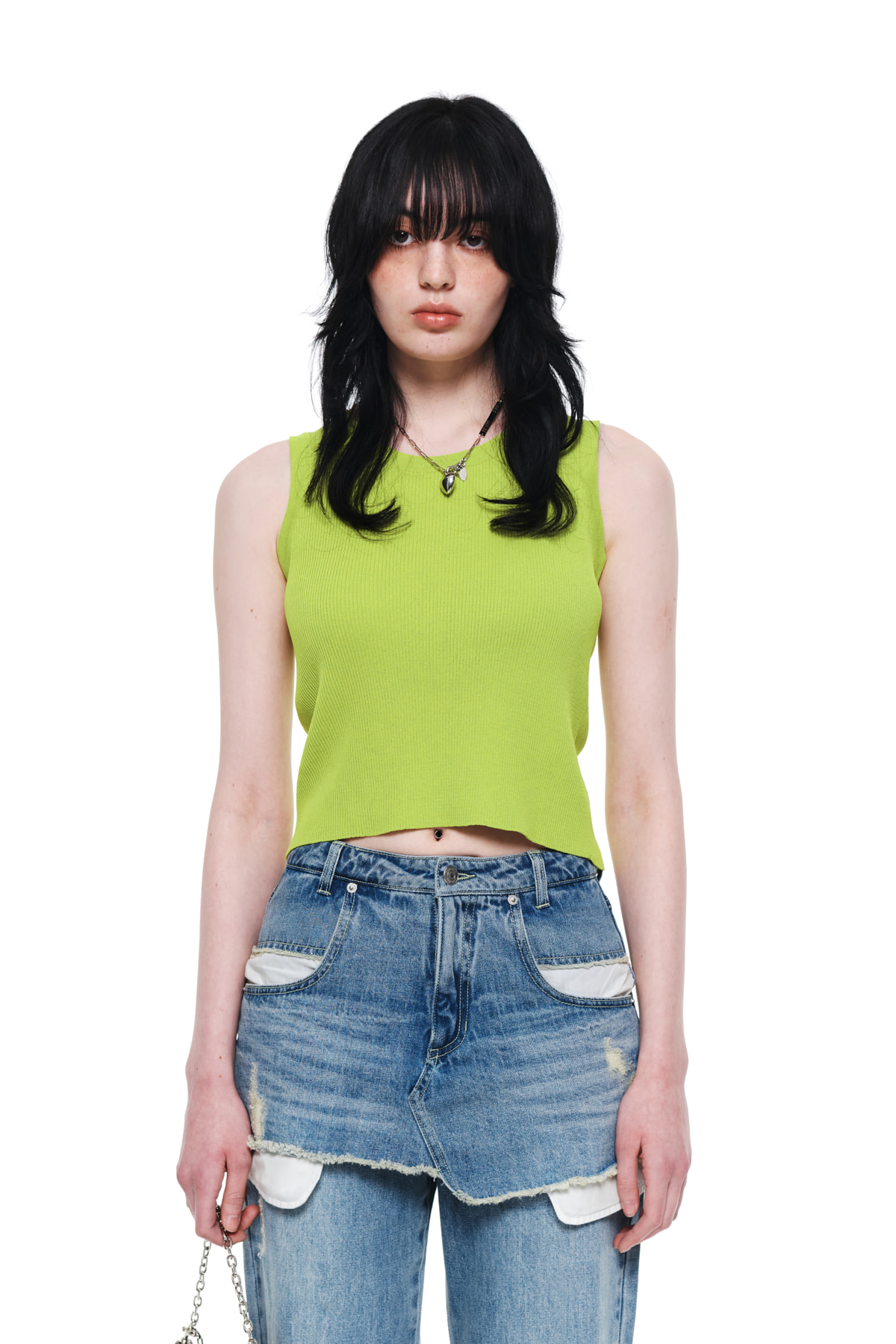 AIRY SLEEVELESS KNIT TOP IN LIME