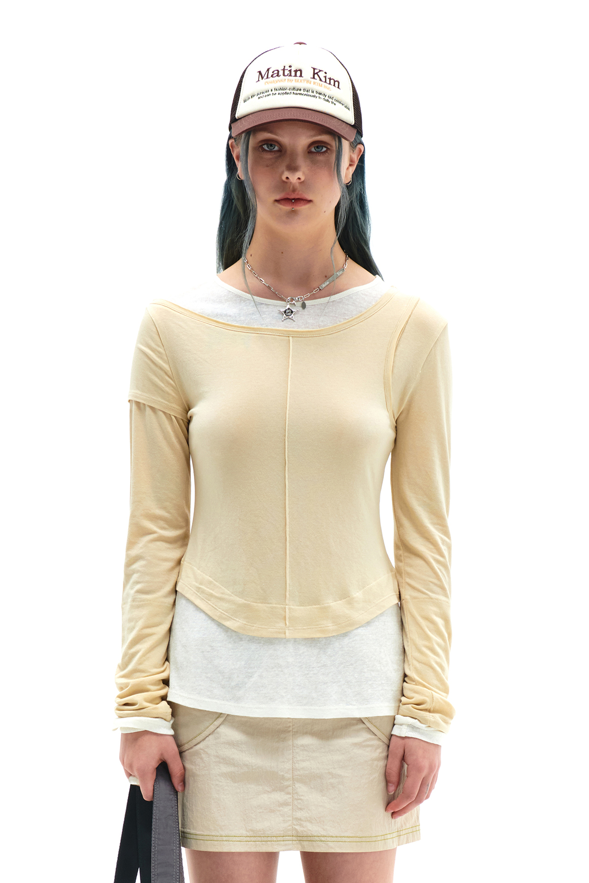 TWO TONE LAYERED TOP IN LIGHT YELLOW
