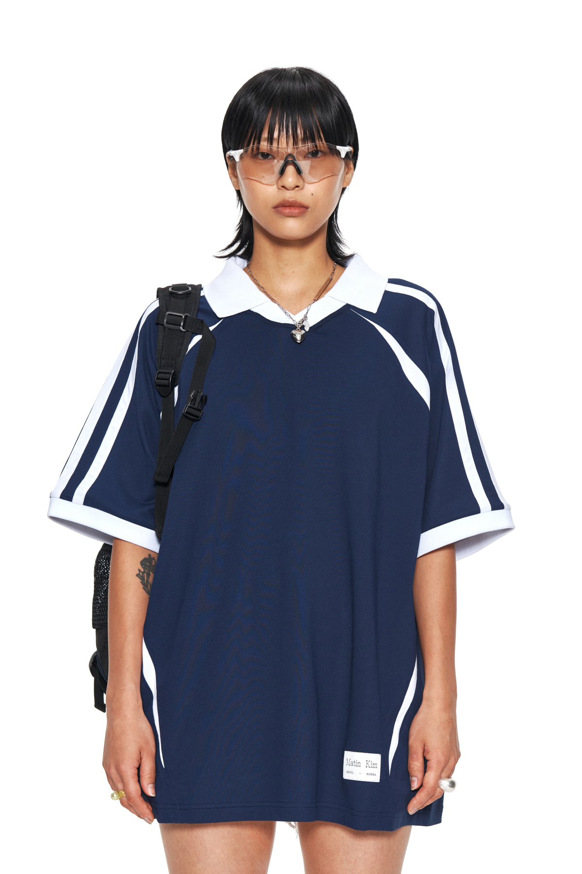 SPORTY TRACK JERSEY TOP IN NAVY