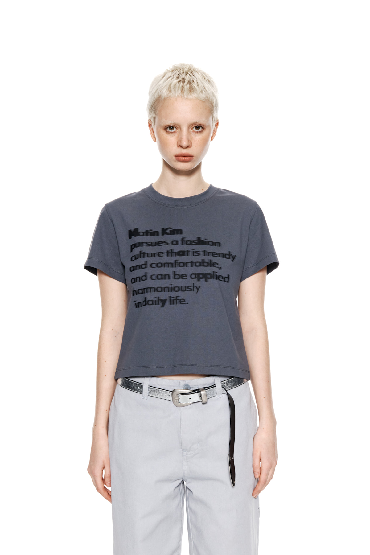 BOLD TYPO CROP TOP IN CHARCOAL