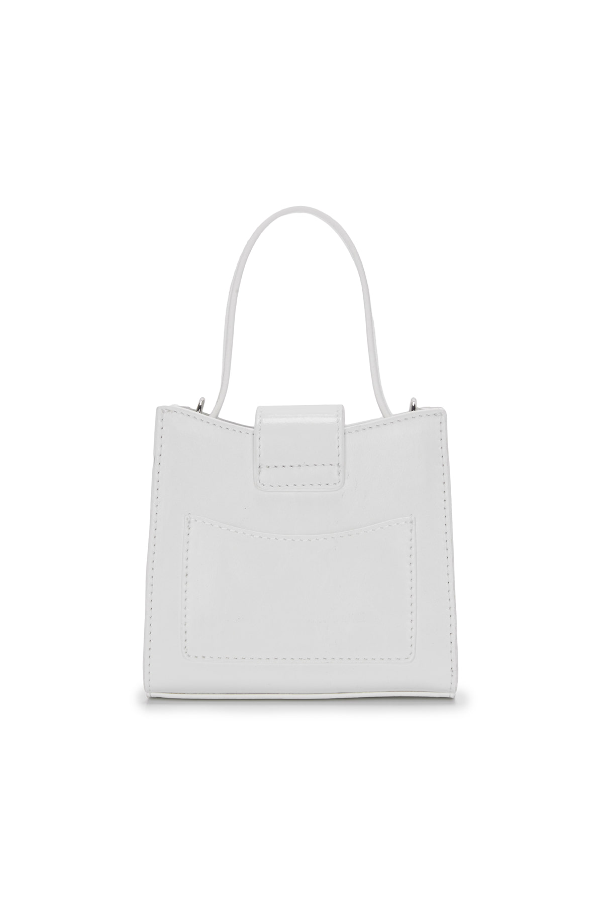 SQUARE MINI LEATHER BUCKLE BAG IN IVORY