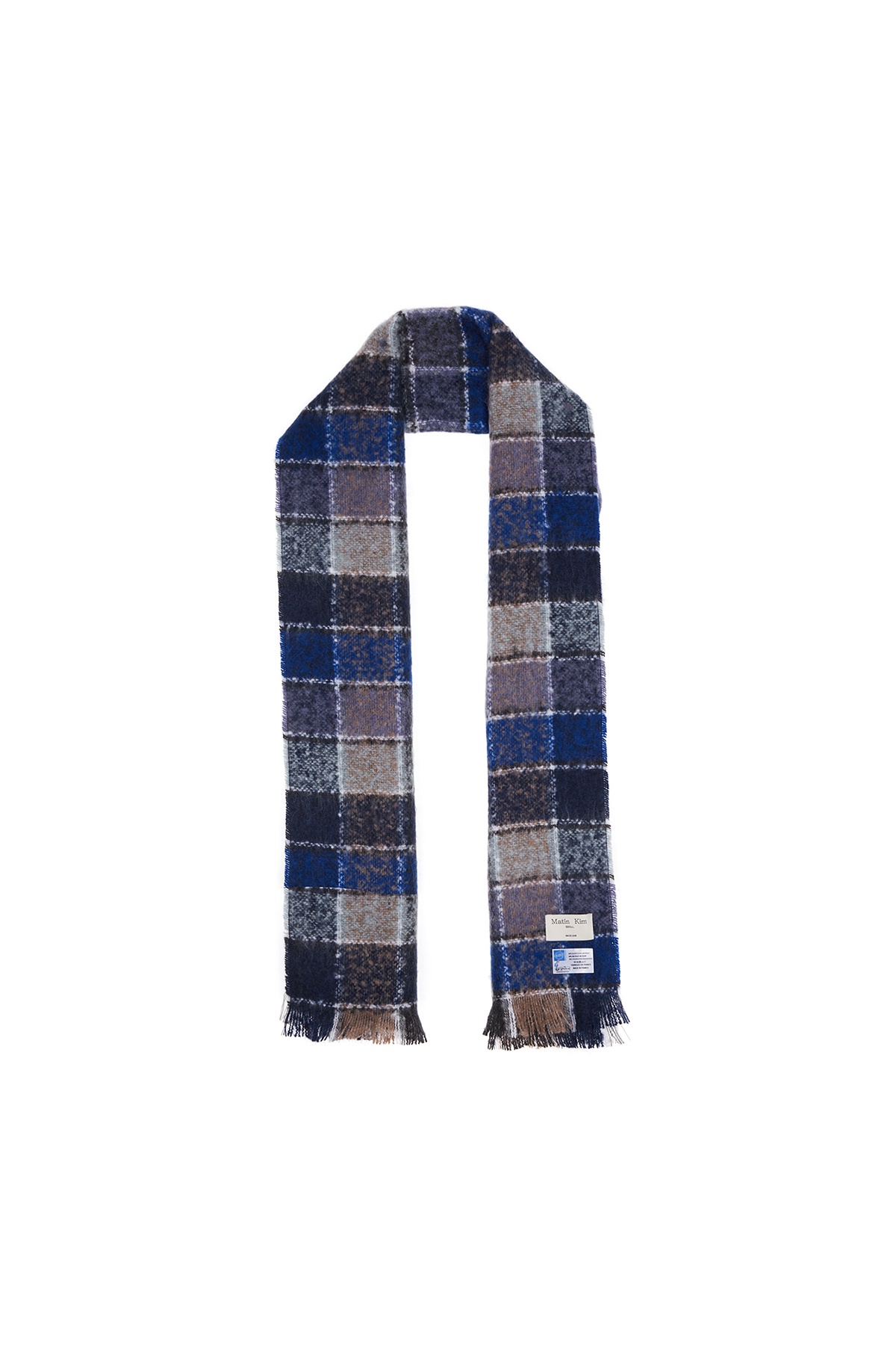 CLASSIC WOOL BLENDED BIG CHECK MUFFLER IN BLUE