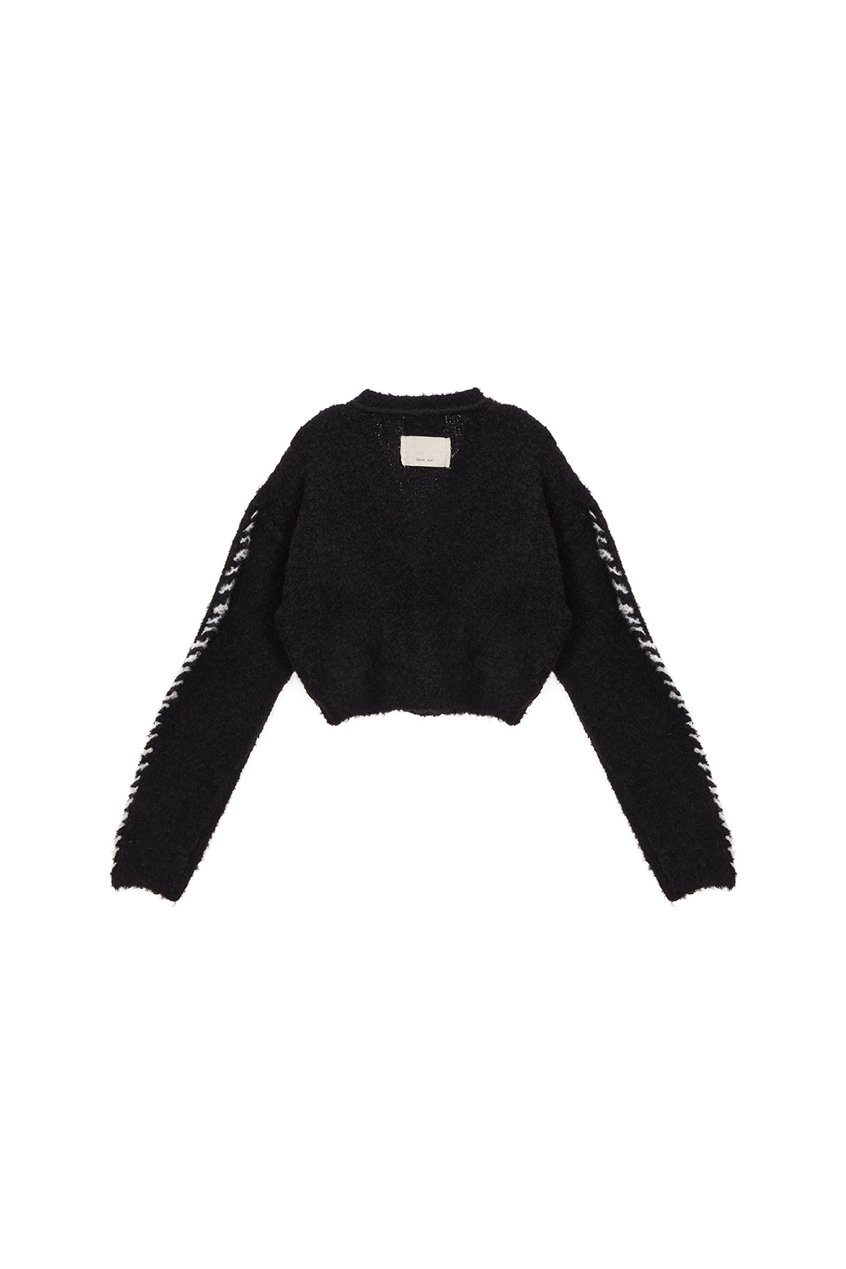 [EXCLUSIVE] SLEEVE STITCH CROP BOUCLE CARDIGAN IN BLACK