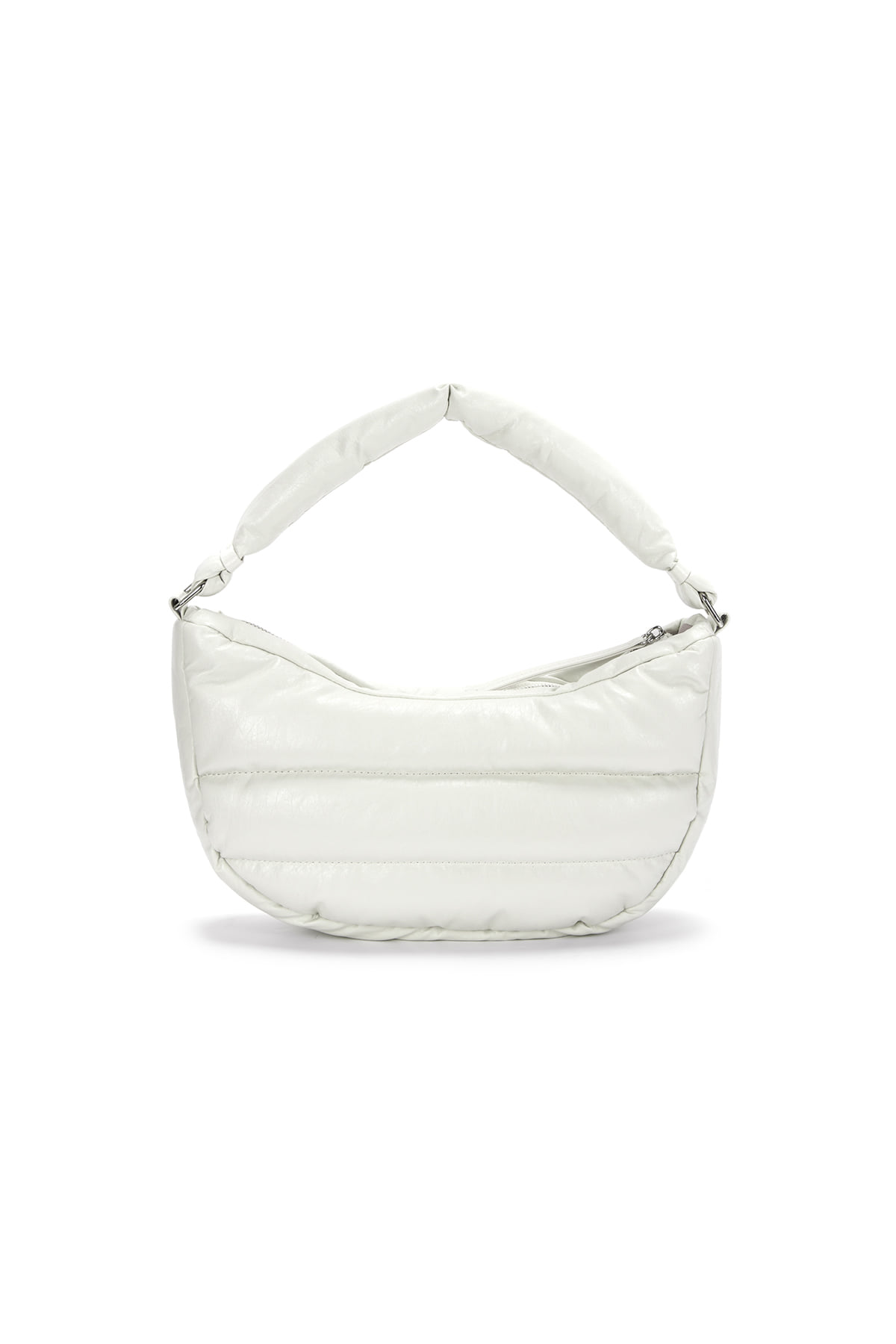 FAUX LEATHER HALF MOON MIDDLE PADDING BAG IN IVORY