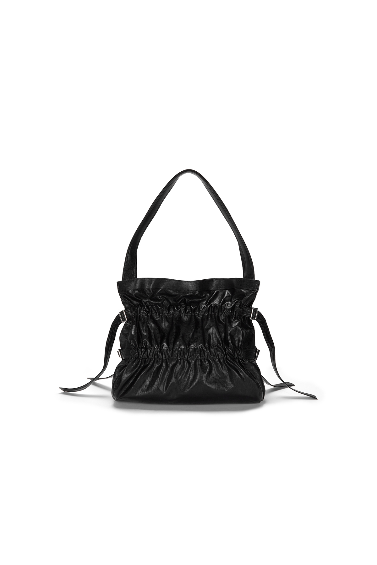 FAUX LEATHER SEASHELL BAG IN BLACK