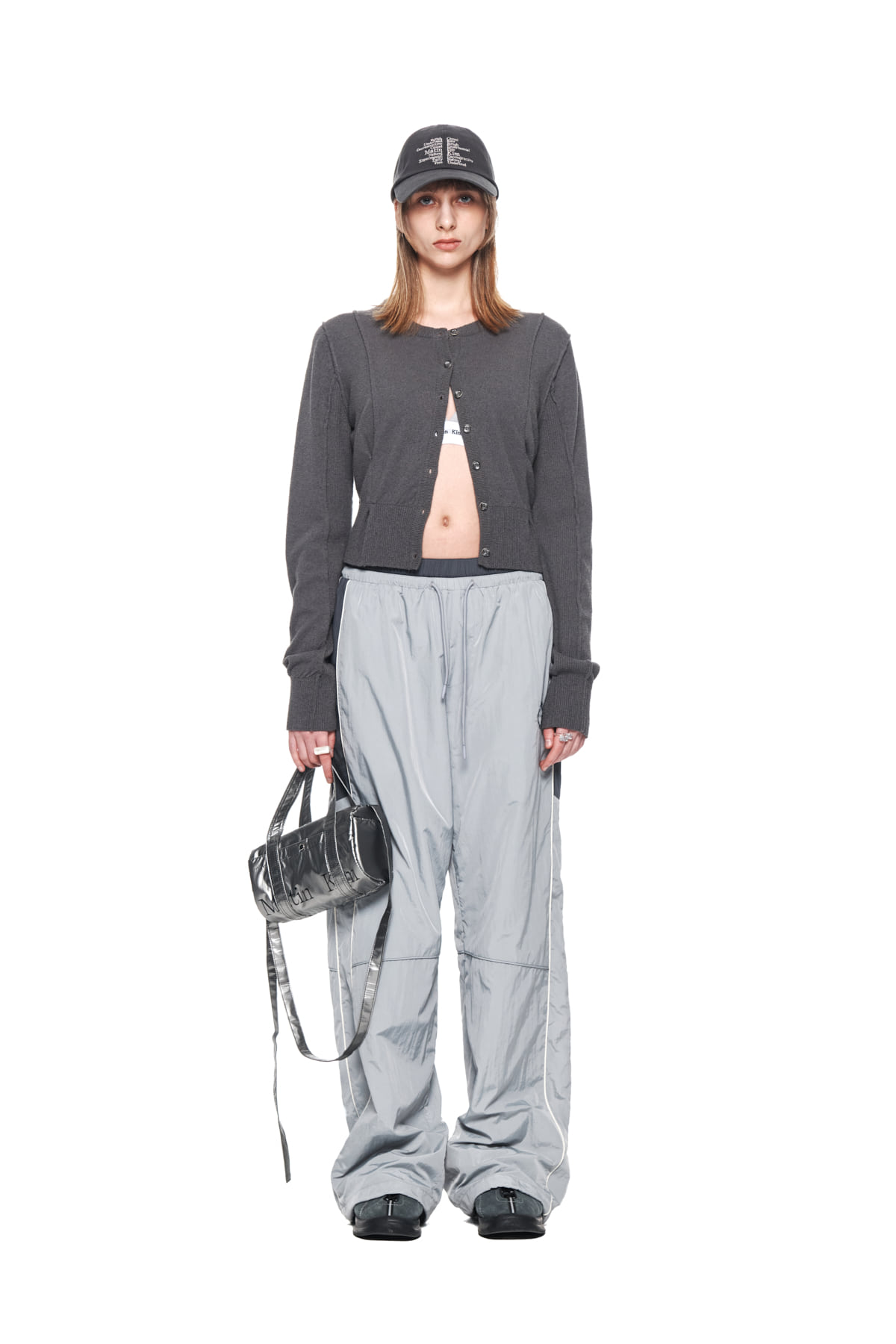 SIDE PIPING TRACK PANTS IN GREY